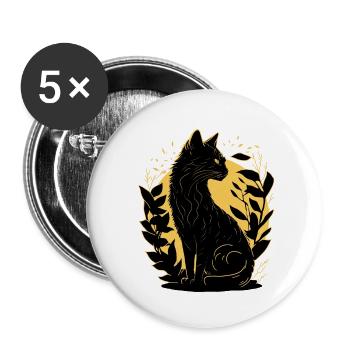 Katzen-Silhouette - Buttons klein 25 mm (5er Pack) - Weiß - Vorne