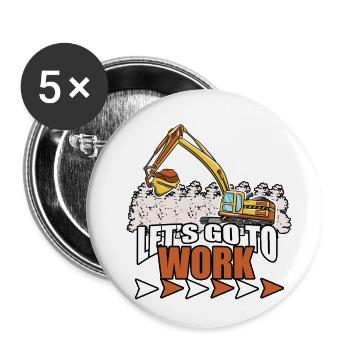 Bagger Baustelle Bauarbeiterin Mädchen I Geschenk - Buttons klein 25 mm (5er Pack) - Weiß - Vorne