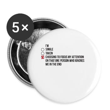 Komplizierter Beziehungsstatus - Single - Buttons klein 25 mm (5er Pack) - Weiß - Vorne