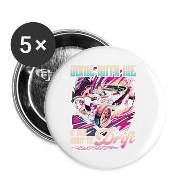 Citation Hot Rod Drift, Retro Muscle Car Womens Hot - Lot de 5 petits badges (25 mm) - blanc - Devant