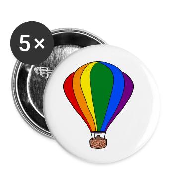 Regenbogen-Ballon - Buttons klein 25 mm (5er Pack) - Weiß - Vorne