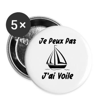 Je peux pas j'ai voile - Lot de 5 petits badges (25 mm) - blanc - Devant