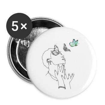 Butterflies in the head - Buttons small 1''/25 mm (5-pack) - white - Front