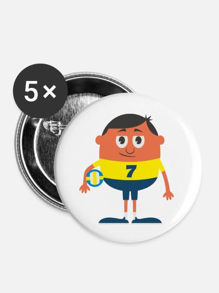 Ballsport - Buttons klein 25 mm (5er Pack) - Weiß