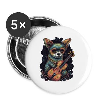 Chihuahua | Aloha Ukulele Hawaii Gitarre Lustiger - Buttons klein 25 mm (5er Pack) - Weiß - Vorne