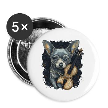 Chihuahua | Aloha Ukulele Hawaii Gitarre Lustiger - Buttons klein 25 mm (5er Pack) - Weiß - Vorne