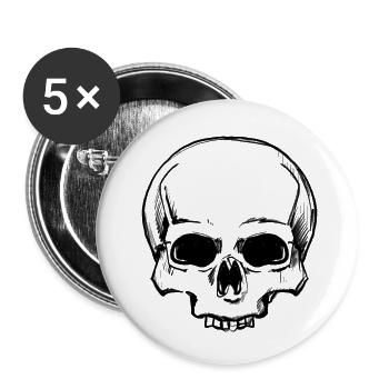 Simple Skull - Buttons small 1''/25 mm (5-pack) - white - Front