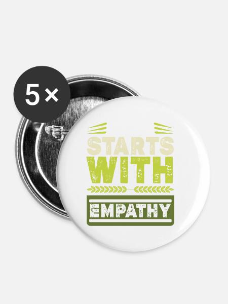 Peace stars with Empathy - Buttons klein 25 mm (5er Pack) - Weiß