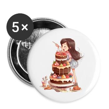 Sweet Celebration The Cake Loving Girl - Buttons small 1''/25 mm (5-pack) - white - Front