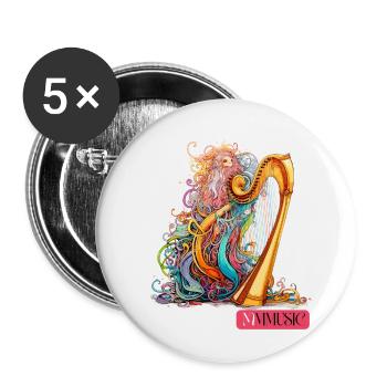 Cute Monster Music - Buttons klein 25 mm (5er Pack) - Weiß - Vorne