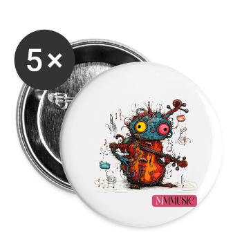 Shirt: Cute Monster Music Cello Instrument Süß - Buttons klein 25 mm (5er Pack) - Weiß - Vorne