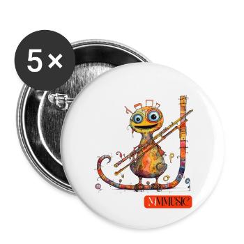 Shirt: Cute Monster Music Flöte Instrument Süß - Buttons klein 25 mm (5er Pack) - Weiß - Vorne