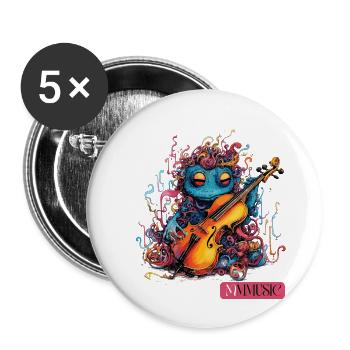 Shirt: Cute Monster Music Cello Instrument Süß - Buttons klein 25 mm (5er Pack) - Weiß - Vorne