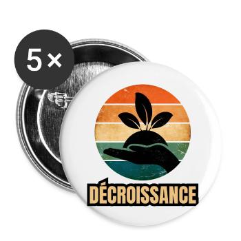 décroissance - Lot de 5 petits badges (25 mm) - blanc - Devant