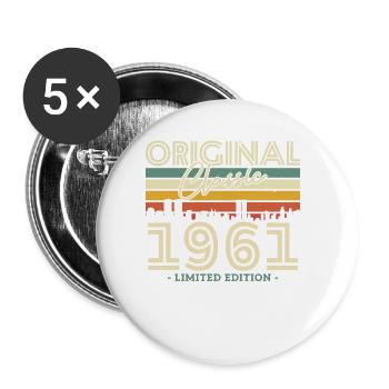 Geburtstagsgeschenk 1961 Vintage 62/63 Jahre - Buttons klein 25 mm (5er Pack) - Weiß - Vorne
