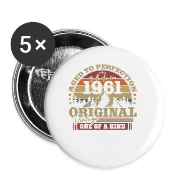 Geschenk 1961 62/63 Jahre Vintage - Buttons klein 25 mm (5er Pack) - Weiß - Vorne