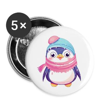 Winter Wonderland Penguin - Buttons small 1''/25 mm (5-pack) - white - Front