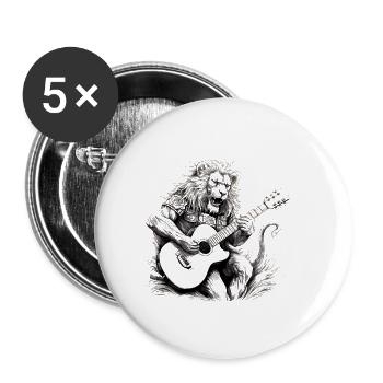 Lion playing guitar - Buttons small 1''/25 mm (5-pack) - white - Front