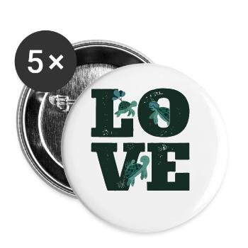 Sea Turtle Tortoise Love - Buttons klein 25 mm (5er Pack) - Weiß - Vorne