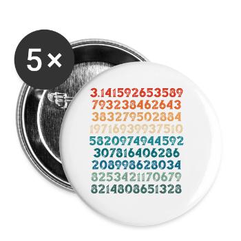 Pi Rnumbers de nombreuses couleurs en blanc - Lot de 5 petits badges (25 mm) - blanc - Devant