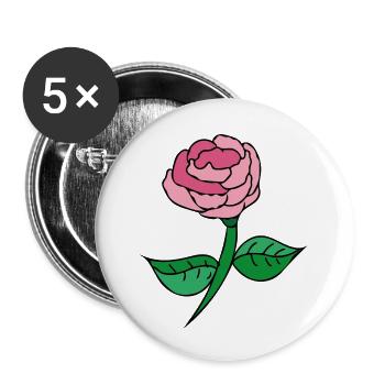 Pink Rose - Buttons small 1''/25 mm (5-pack) - white - Front