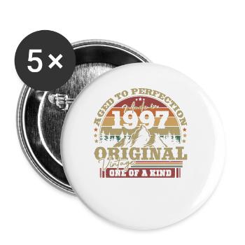 Vintage 1997 Geburtstagsgeschenk - 27 Jahre - Buttons klein 25 mm (5er Pack) - Weiß - Vorne
