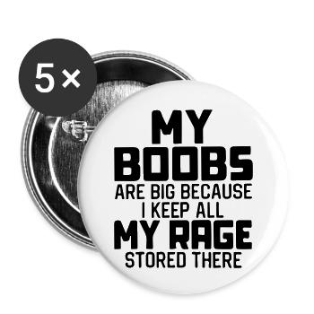 Meine Brüste sind groß, weil - Buttons klein 25 mm (5er Pack) - Weiß - Vorne