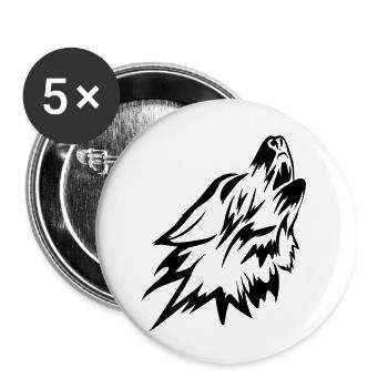 Wolf Club - Buttons klein 25 mm (5er Pack) - Weiß - Vorne
