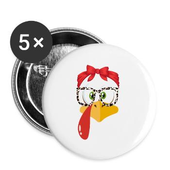 Turkey Face Leopard Print Glasses Thanksgiving - Buttons small 1''/25 mm (5-pack) - white - Front