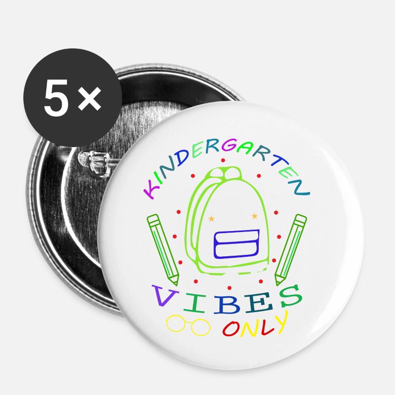 Kindergarten vibes only, Kinder, Start, Sommer - Buttons klein 25 mm (5er Pack) - Weiß