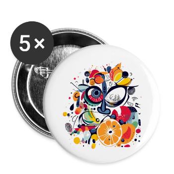 Fruchtiges Gesicht - Buttons klein 25 mm (5er Pack) - Weiß - Vorne
