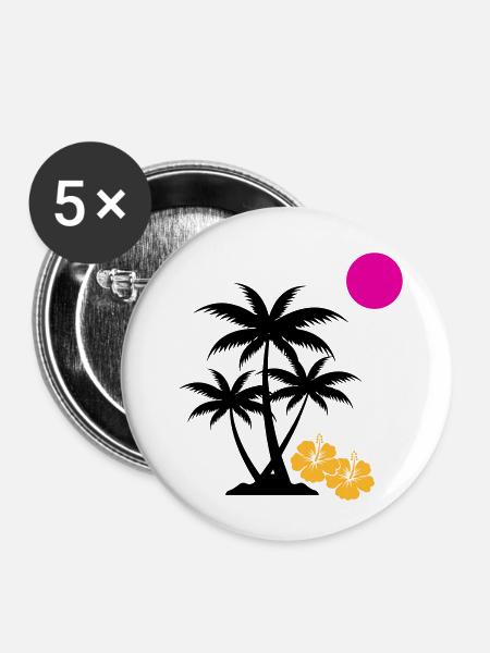 palme sunset - Buttons klein 25 mm (5er Pack) - Weiß