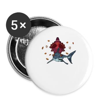 Thanksgiving Day Türkei Reiten Hai Lustige Herbst - Buttons klein 25 mm (5er Pack) - Weiß - Vorne