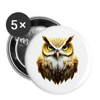 Eule - Buttons klein 25 mm (5er Pack) - Weiß - Vorne