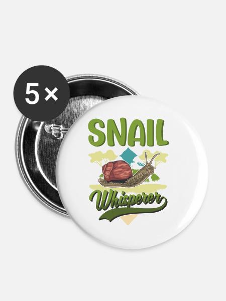 Schnecken Flüsterer Weinbergschnecke - Buttons klein 25 mm (5er Pack) - Weiß