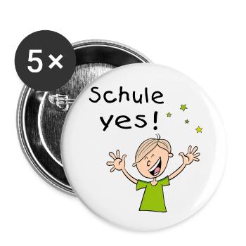 Schule Yes, Einschulung - Buttons klein 25 mm (5er Pack) - Weiß - Vorne