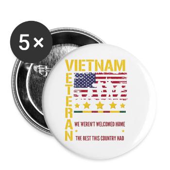 Vietnam Veteran - Buttons small 1''/25 mm (5-pack) - white - Front