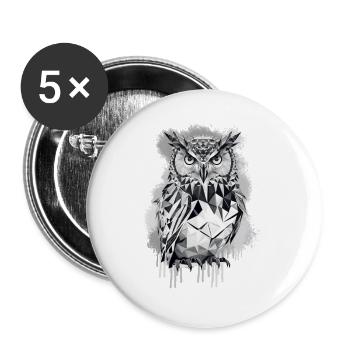 Geometric owl - Buttons small 1''/25 mm (5-pack) - white - Front