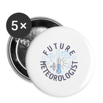 Jeu de mots météorologique pour météorologue - Lot de 5 petits badges (25 mm) - blanc - Devant