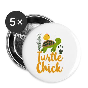 Sea Turtle Tortoise Chicken Turtle - Buttons klein 25 mm (5er Pack) - Weiß - Vorne