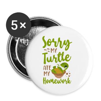 Sea Turtle Tortoise Sorry My - Buttons klein 25 mm (5er Pack) - Weiß - Vorne