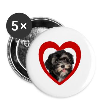 Amoureux des chiens - Cœur de chien - Havanais - Lot de 5 petits badges (25 mm) - blanc - Devant