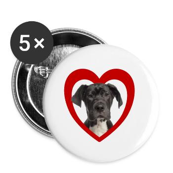 Hundeliebhaber - Hunde Herz - Deutsche Dogge - Buttons klein 25 mm (5er Pack) - Weiß - Vorne