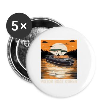 Pontoon Queen Motorboating Boat Parade Motor Boat - Buttons small 1''/25 mm (5-pack) - white - Front
