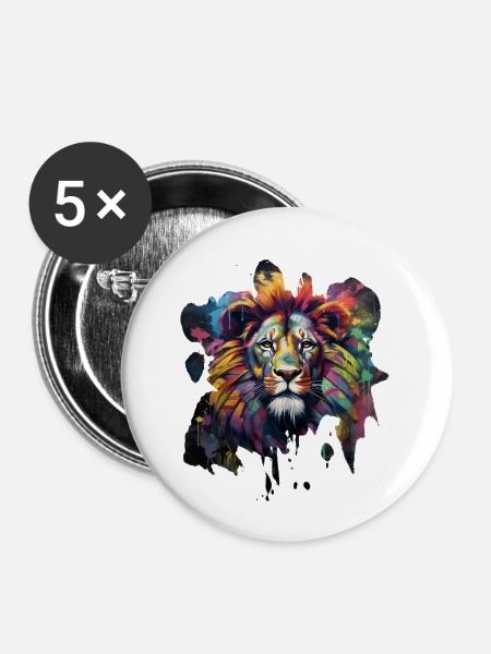 Löwe im Graffiti-Stil - Buttons klein 25 mm (5er Pack) - Weiß