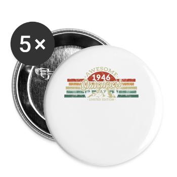 Né 1946 - 77/78 ans - Vintage Anniversaire - Lot de 5 petits badges (25 mm) - blanc - Devant