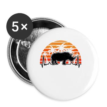 Nashorn Herzschlag Rhino - Buttons klein 25 mm (5er Pack) - Weiß - Vorne