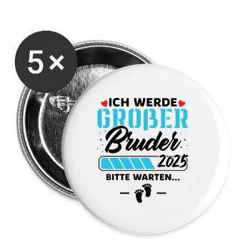 Ich werde Großer Bruder 2025 - Buttons klein 25 mm (5er Pack) - Weiß - Vorne