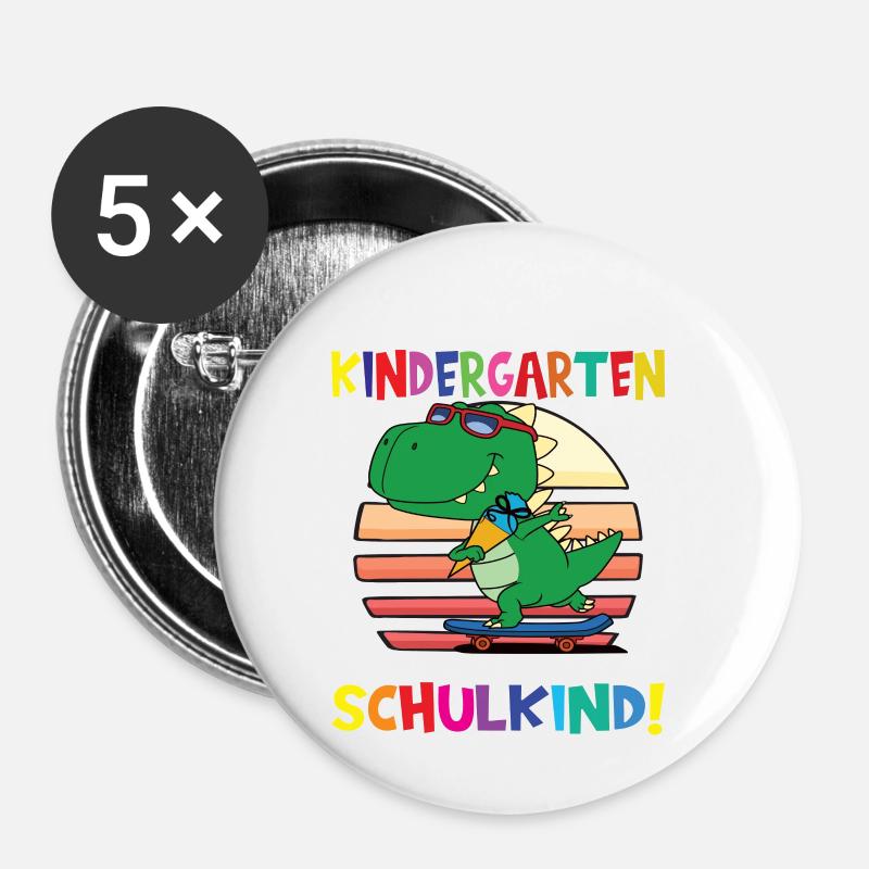 Tschüss Kindergarten Ich Bin Jetzt Ein Schulkind! - Buttons klein 25 mm (5er Pack) - Weiß