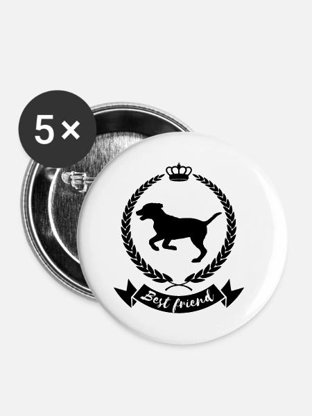 Best friend - dog - Buttons klein 25 mm (5er Pack) - Weiß